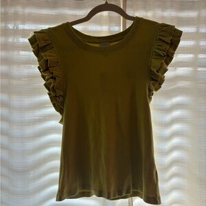Anthropologie Maeve Ribbed Ruffle Tank Top NWT Large